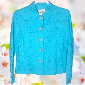 Coldwater Creek Embroidery & Cotton Blue Jacket